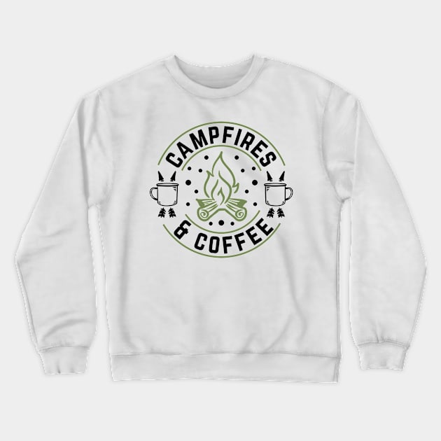 Campfires And Coffee | Camping And Coffee Design Crewneck Sweatshirt by TheBlackCatprints